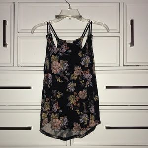 floral black tank top
